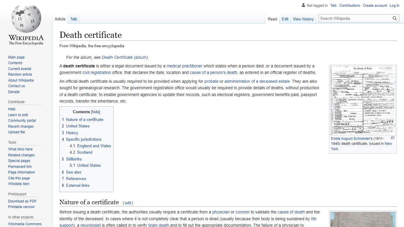 Death certificate - Wikipedia